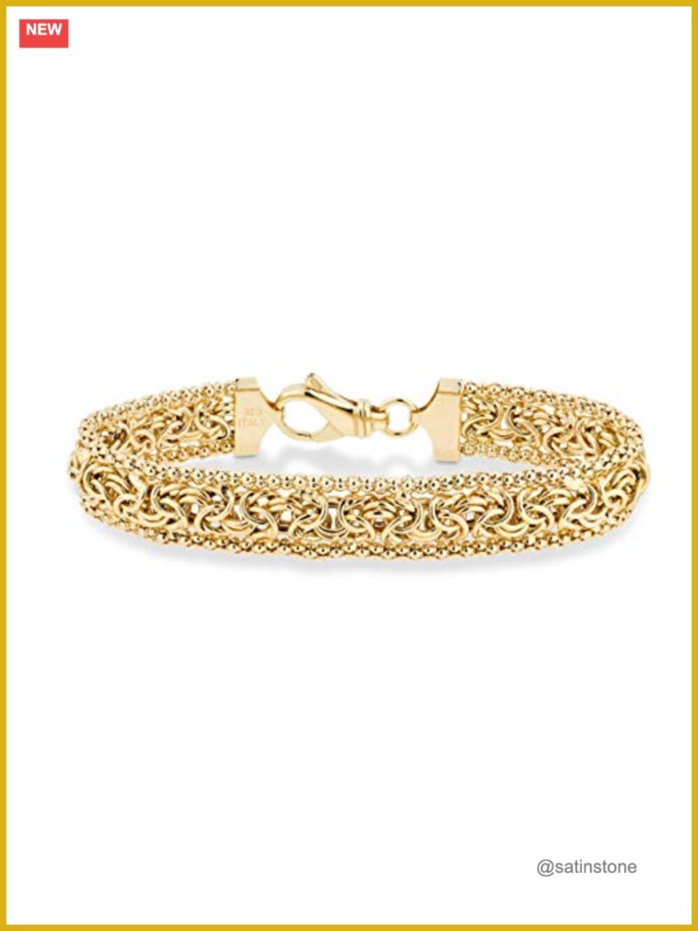Sterling Silver 18K Gold Plated Byzantine Bracelet 8 Inch